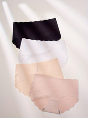 4pcs Seamless Scallop Trim Briefs Women's Panties