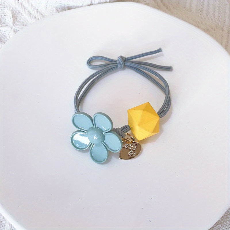 Candy Flower Beaded Hair Tie Elastic Hair Rope Hair Accessories