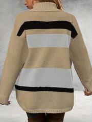  Colorblock Turtle Neck Sweater