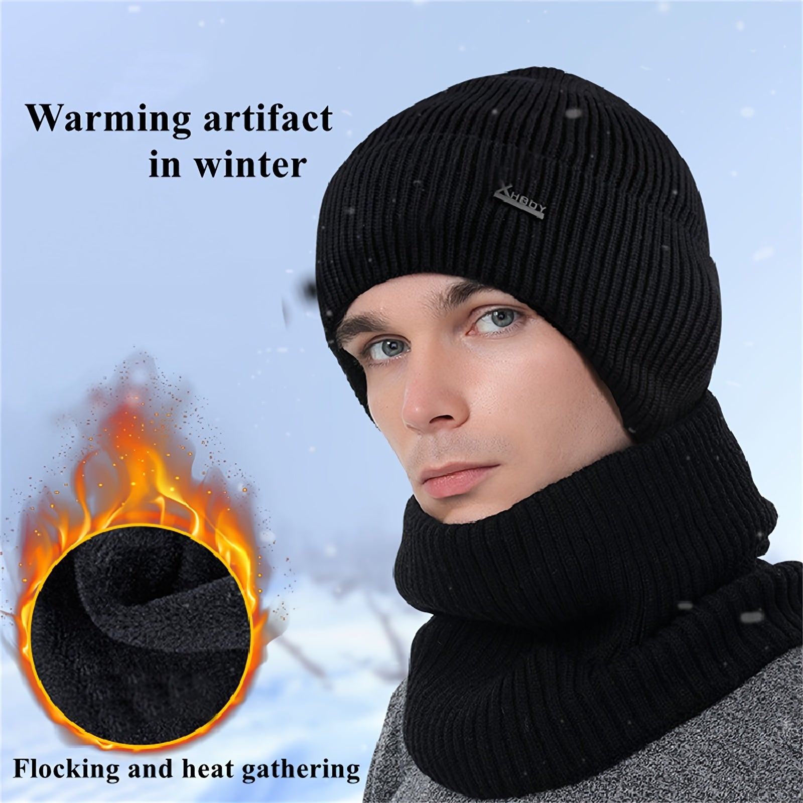 Men's Winter Warm Fleece Knit Wool Ski Hat