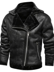 Men's Slim Suede Jacket with Fur