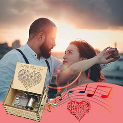 Wooden Music Box Can't Help Falling In Love Engraved Antique Musical Box