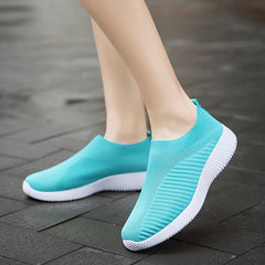 Solid Knitted Trail Walking Sneakers Lightweight Anti skid