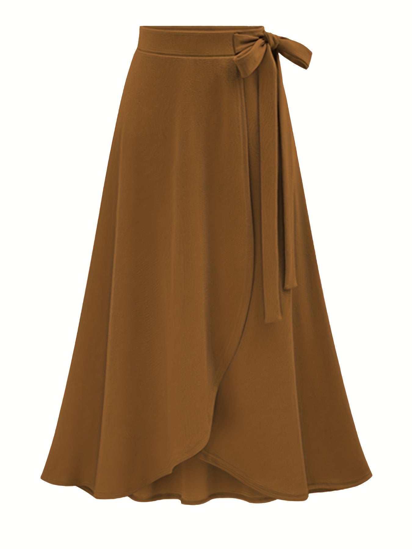  Solid Side Knot Layered Maxi Skirt with Slight Stretch