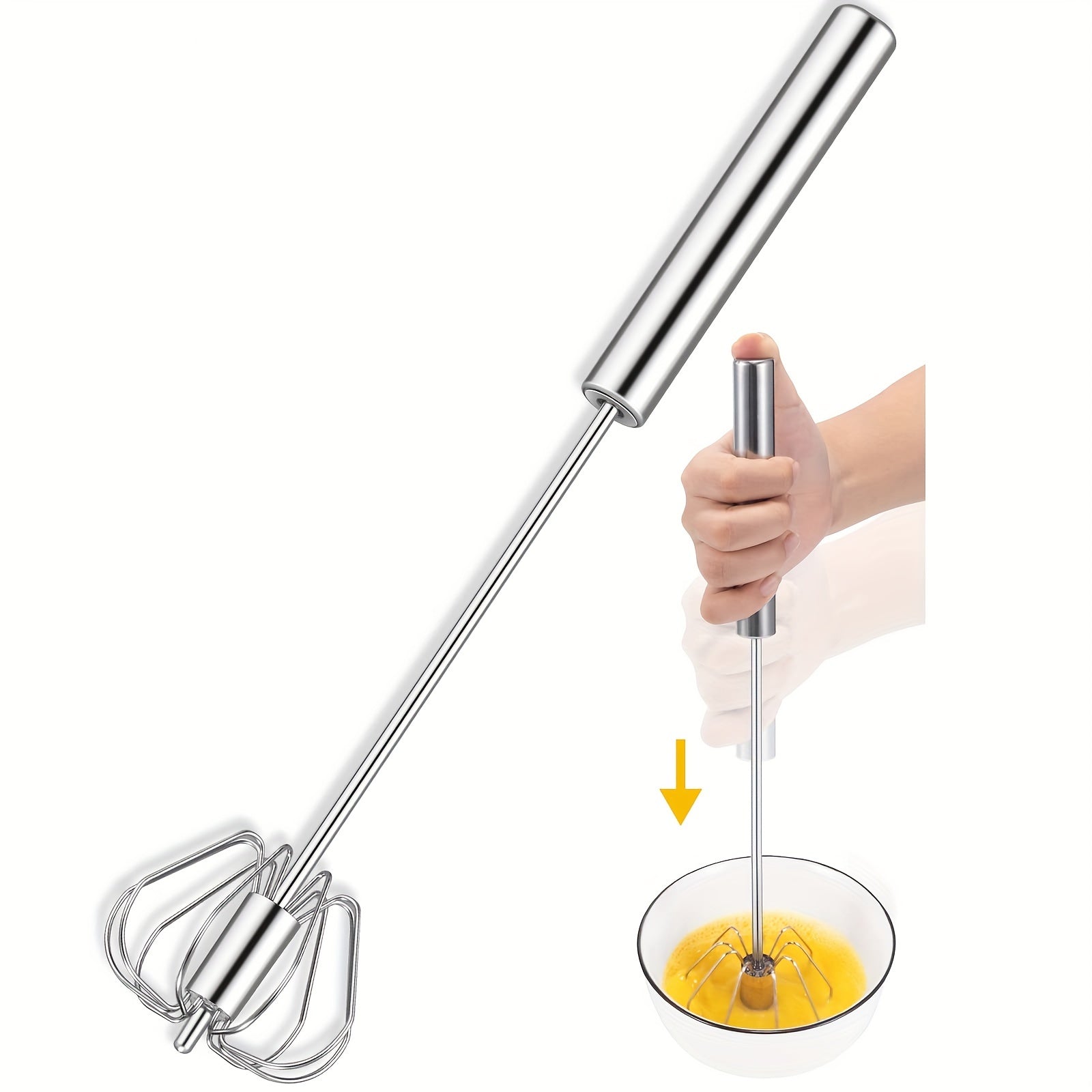 Semi Automatic Stainless Steel Egg Whisk Egg Beater Kitchen Gadgets