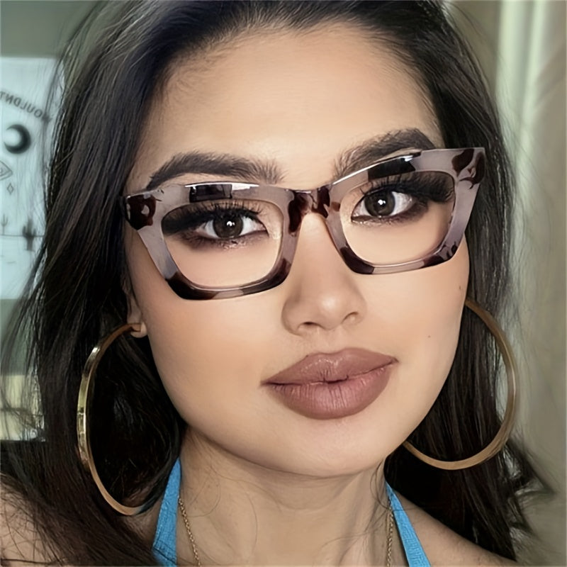 Vintage Leopard Eyeglasses Clear Lens Cat Eye Glasses for Women Men