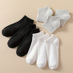 9 Pairs Solid Low Cut Ankle Socks Soft & Lightweight Women's Stockings