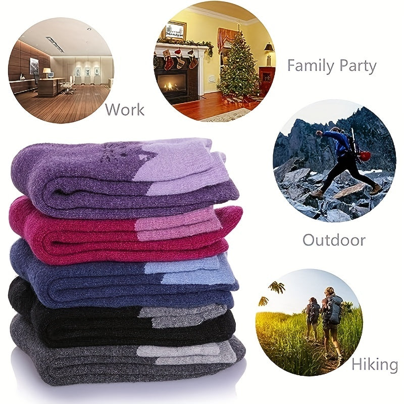 5 pairs Outdoor Cat Pattern Soft Thick Casual Cotton Warm Socks