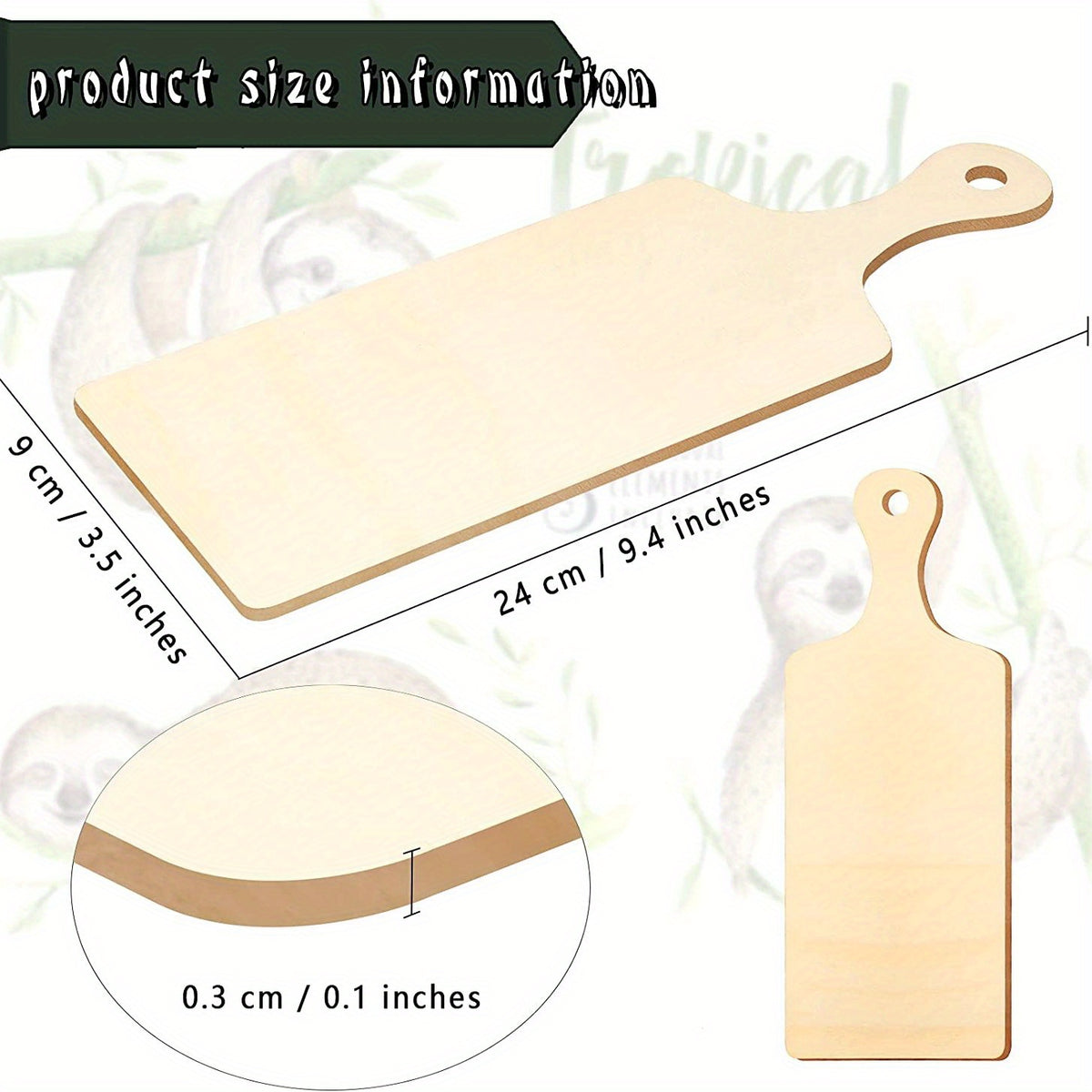 Set of 6 Mini Wooden Cutting Boards with Handles 9.4 x 3.5 Inches