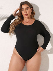  Casual Bodysuit Women's Solid Long Sleeve Round Neck