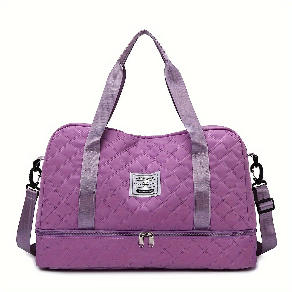 Nylon Sports Duffel Bag with Wet Dry Compartment & Shoe Pocket