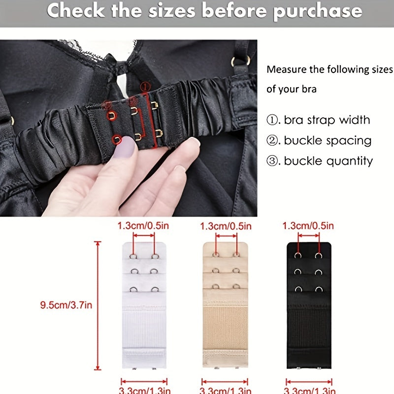 3pcs 2 Hooks Bra Extenders Comfortable Adjustable Bra Band