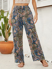 Boho Paisley Print Wide Leg Pants