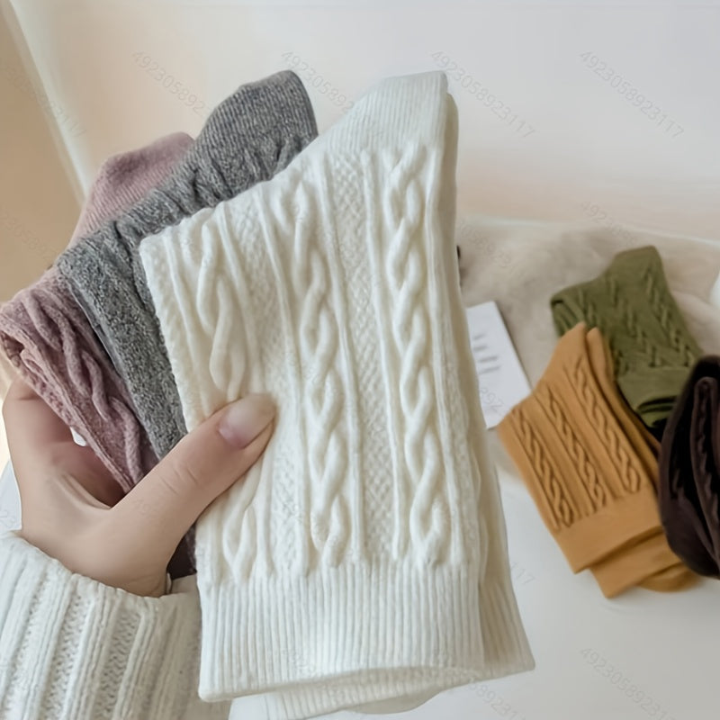 8 Pairs Twist Textured Mid Tube Socks Women's Stockings & Hosiery
