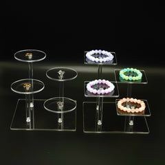 Acrylic Clear Display Rack 4 Compartments Jewelry Cosmetic Storage Holder