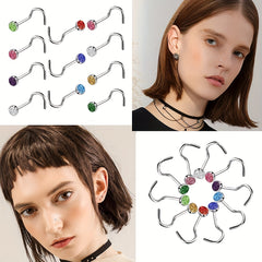 40pcs Men's Stainless Steel Nose Ring Jewelry Hypoallergenic Nose Stud Earrings