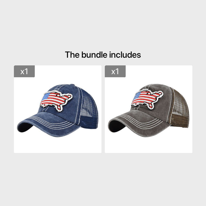 Embroidered American Flag Baseball Cap Duck Tongue Mesh Sunshade Net Cap