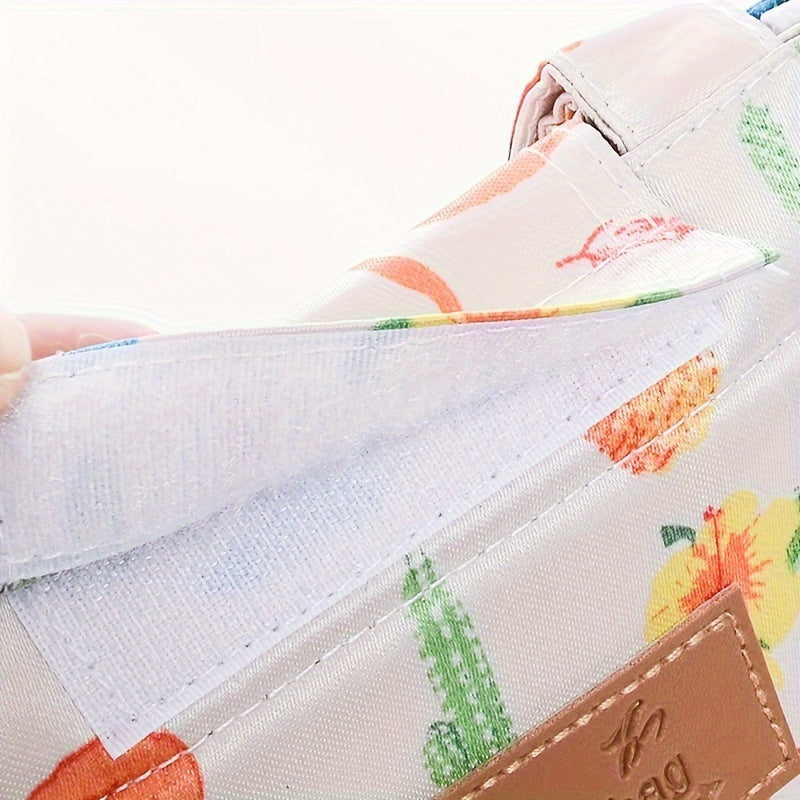 Cartoon Pattern Green Portable Insulated Lunch Bag Waterproof Refrigerated