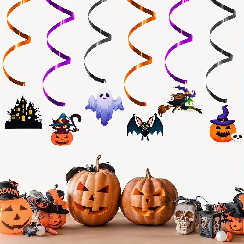 6pcs Halloween Swirl Decorations Spiral Paper Hanging Ornaments