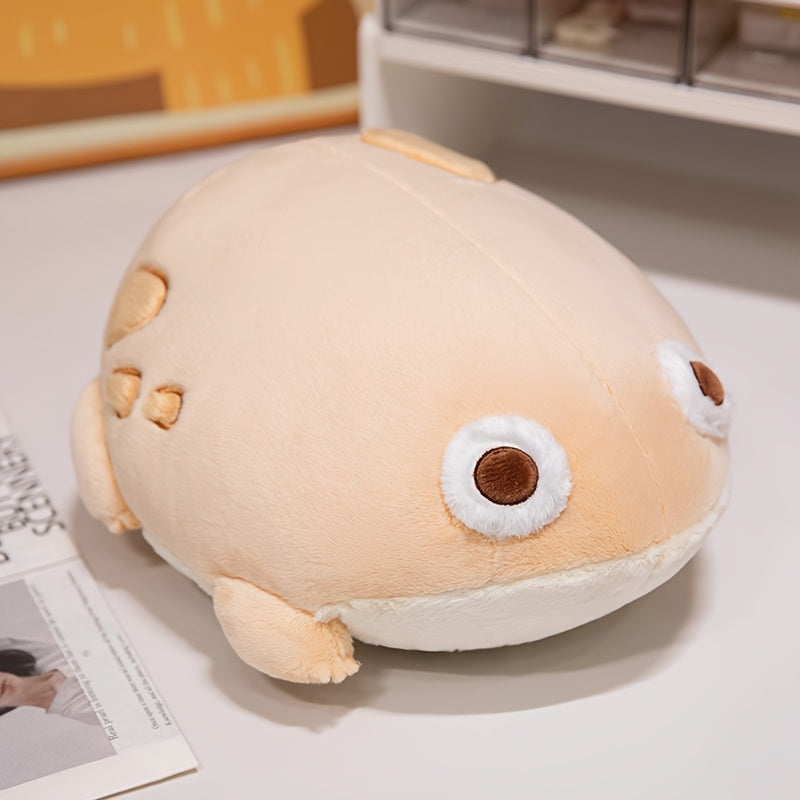 Peach Frog Plush Toy 9.4" Soft & Cuddly Frog w/ Large Eyes & Belly