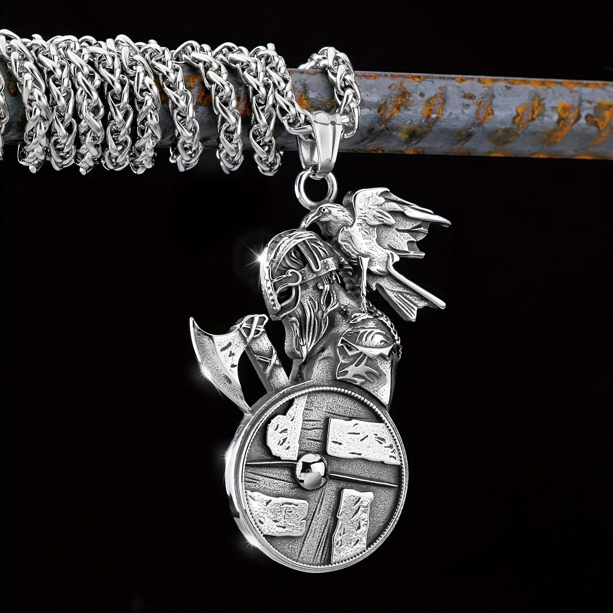 Vintage Viking Pendant Necklace Punk Hip Hop Style Necklace