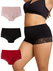3 Pack Plus Size Lace High Stretch Soft Underwear Set