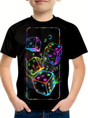 Boys 3D Print T shirt Cubes Kids Casual Top