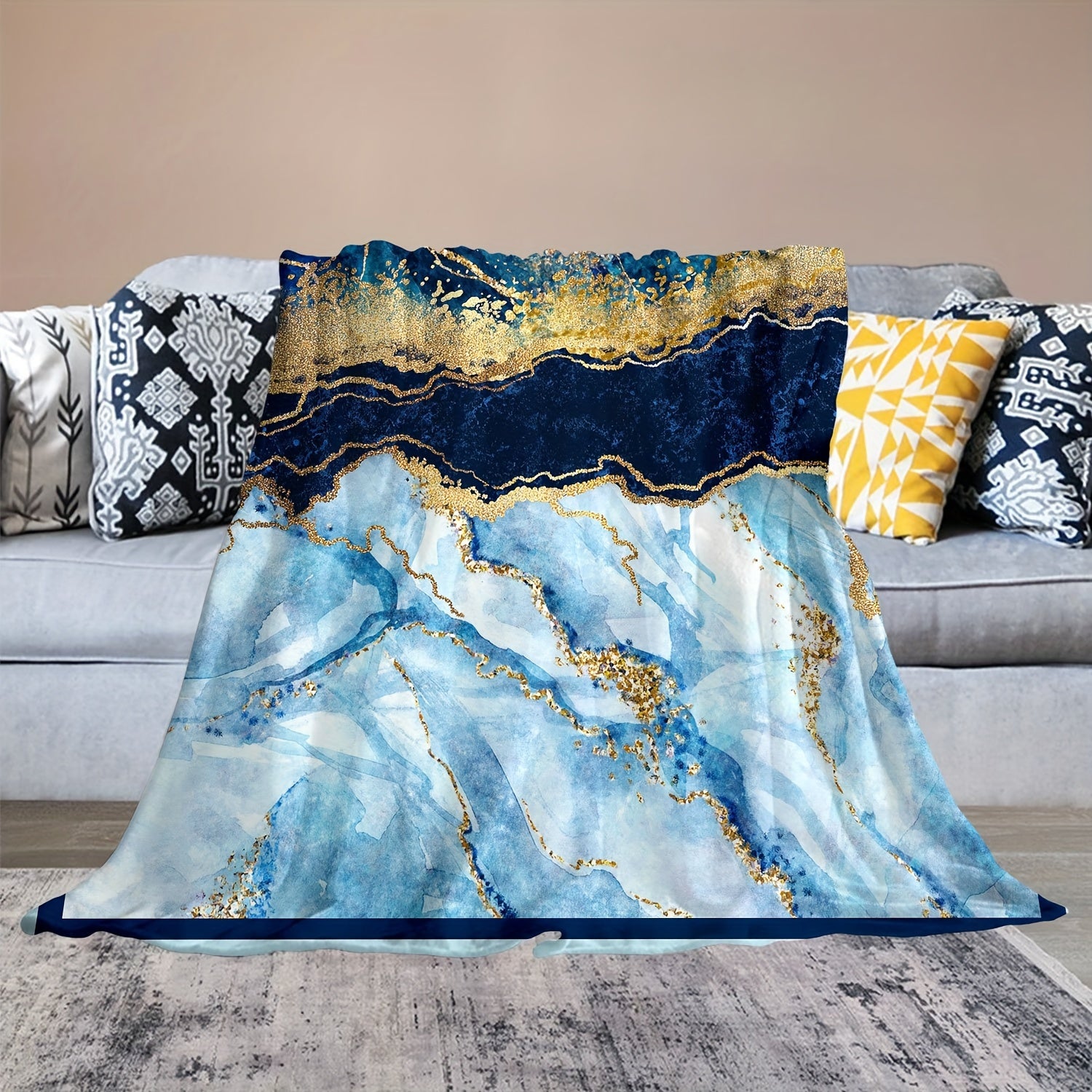 Abstract Painted Marble Blanket Comfortable Soft Lightweight Warm Blanket
