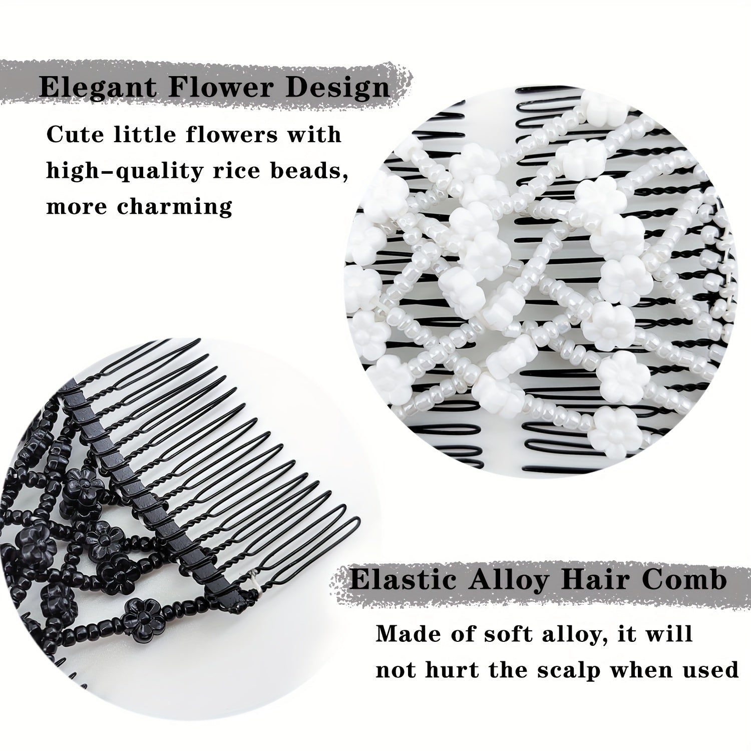 Vintage Beaded Hair Comb Clips for Women Girls