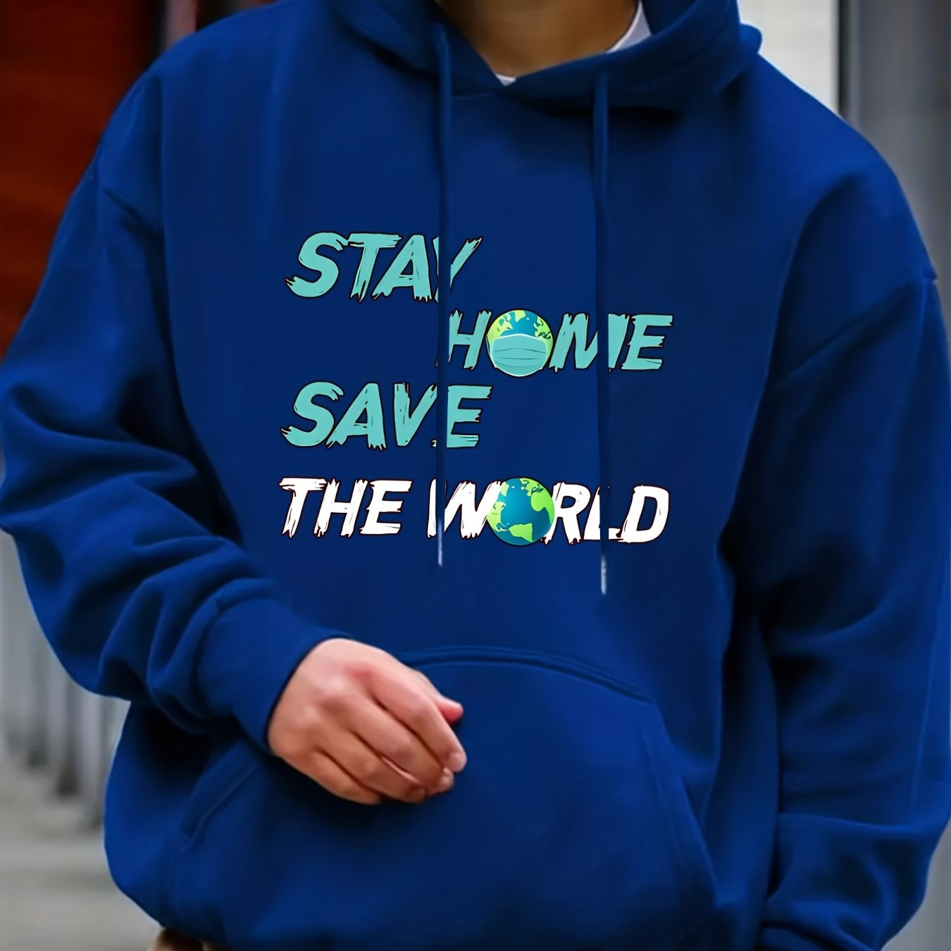 Stay Home Save The World Print Hoodie