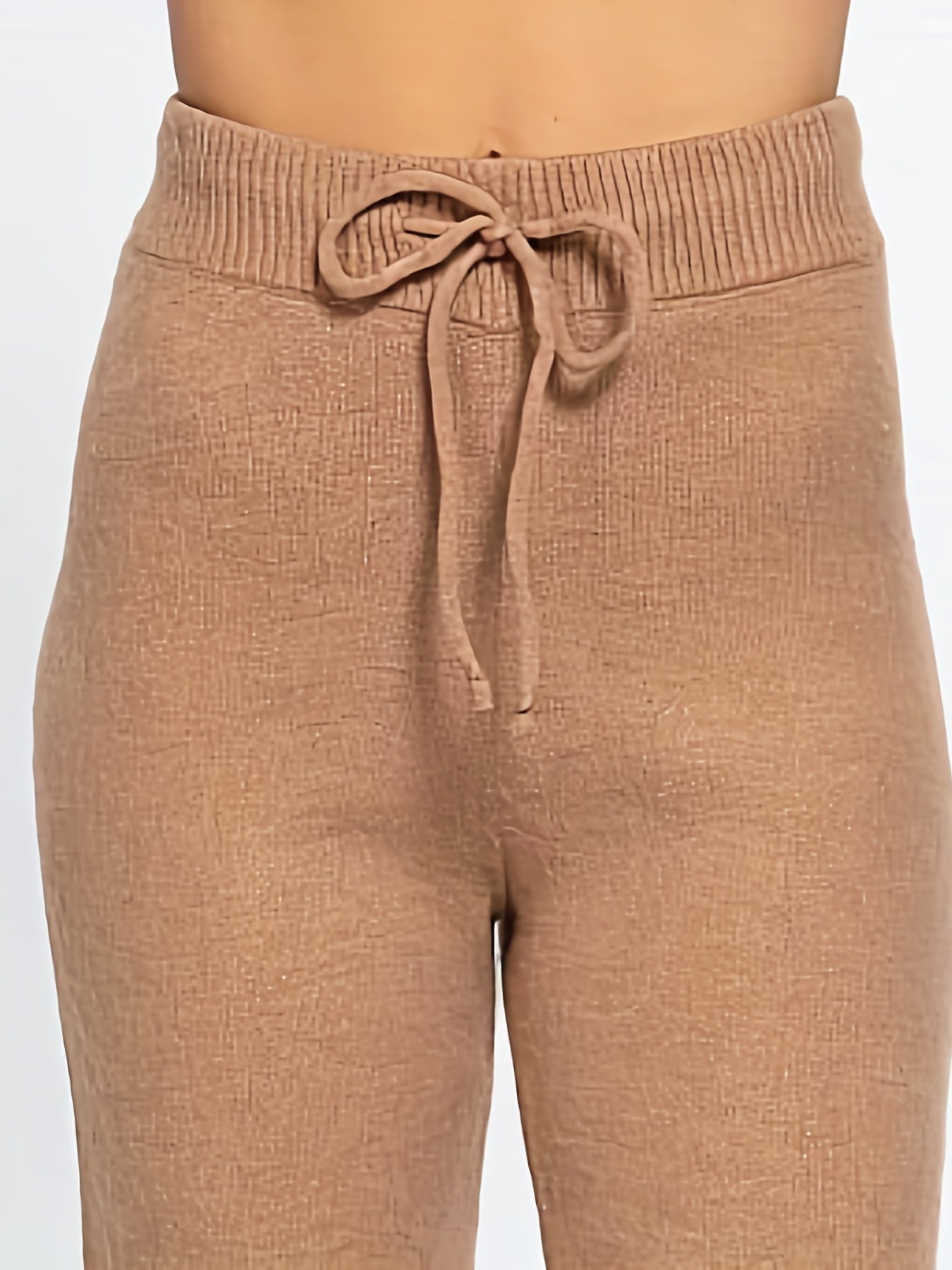  Casual Sweater Pants Women's Plus Solid Elastic Drawstring High Rise