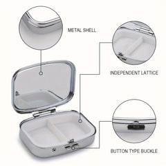 DUWOP2 1pc Medicine Box 2 compartment Decorative Metal Vitamin Organizer