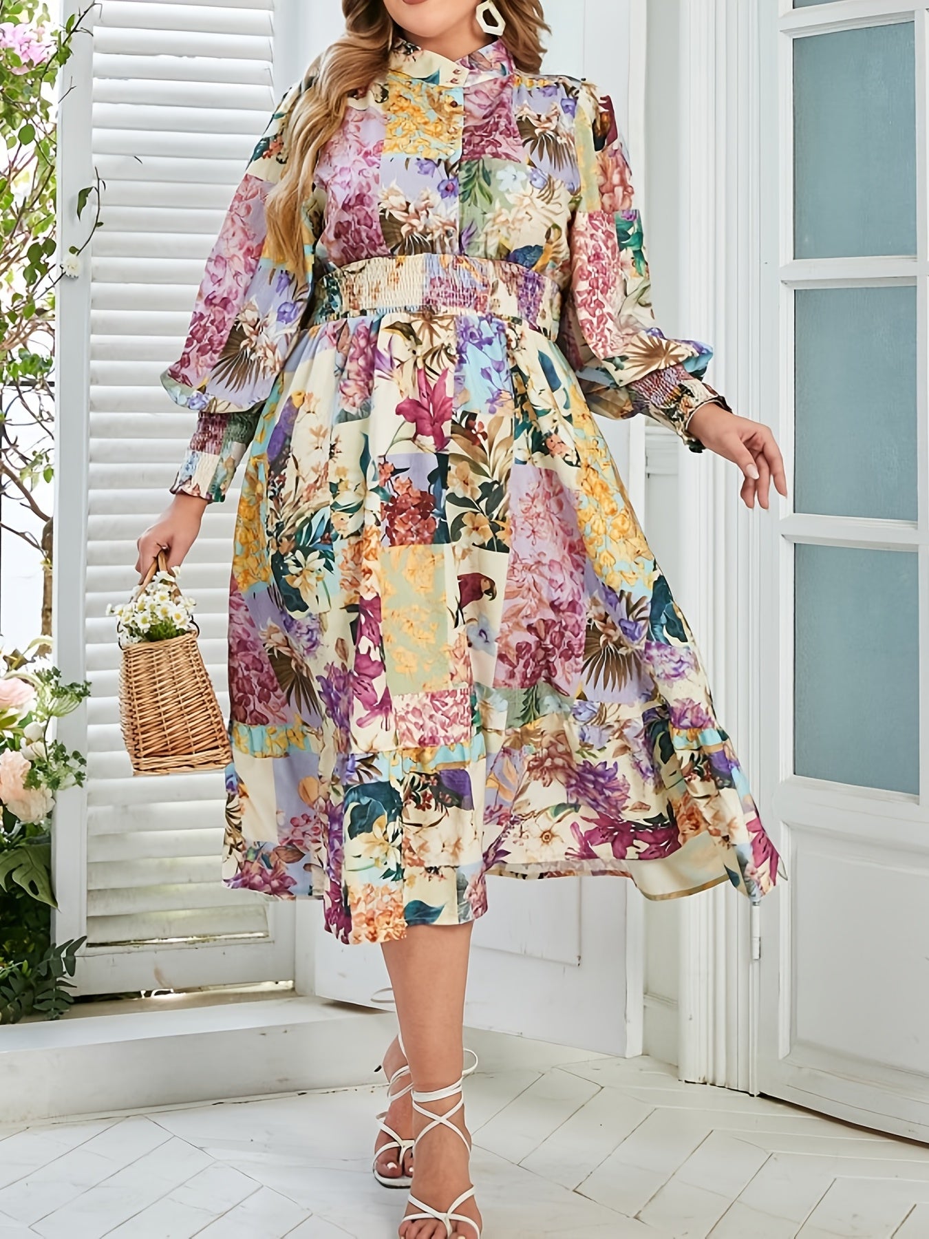 Floral Print Plus Size Maxi Dress