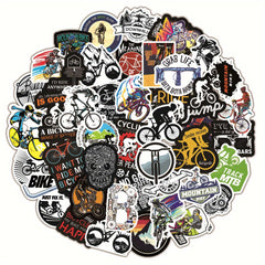 50pcs Waterproof MTB Stickers for Bottles Cars Laptops Durable Outdoor Decals