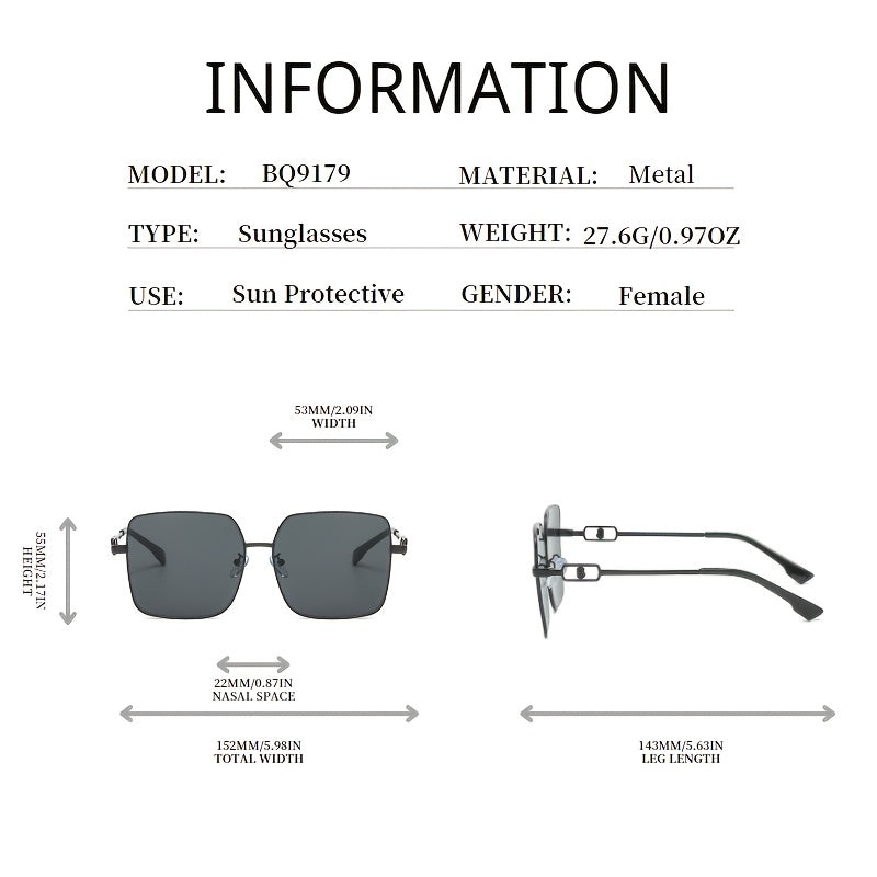 Square Sunglasses Gradient Metal Sunscreen Glasses for Women