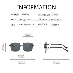 Square Sunglasses Gradient Metal Sunscreen Glasses for Women