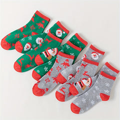 10 Pairs Cartoon Print Socks Comfy & Christmas Mid Tube Socks Women's Stockings