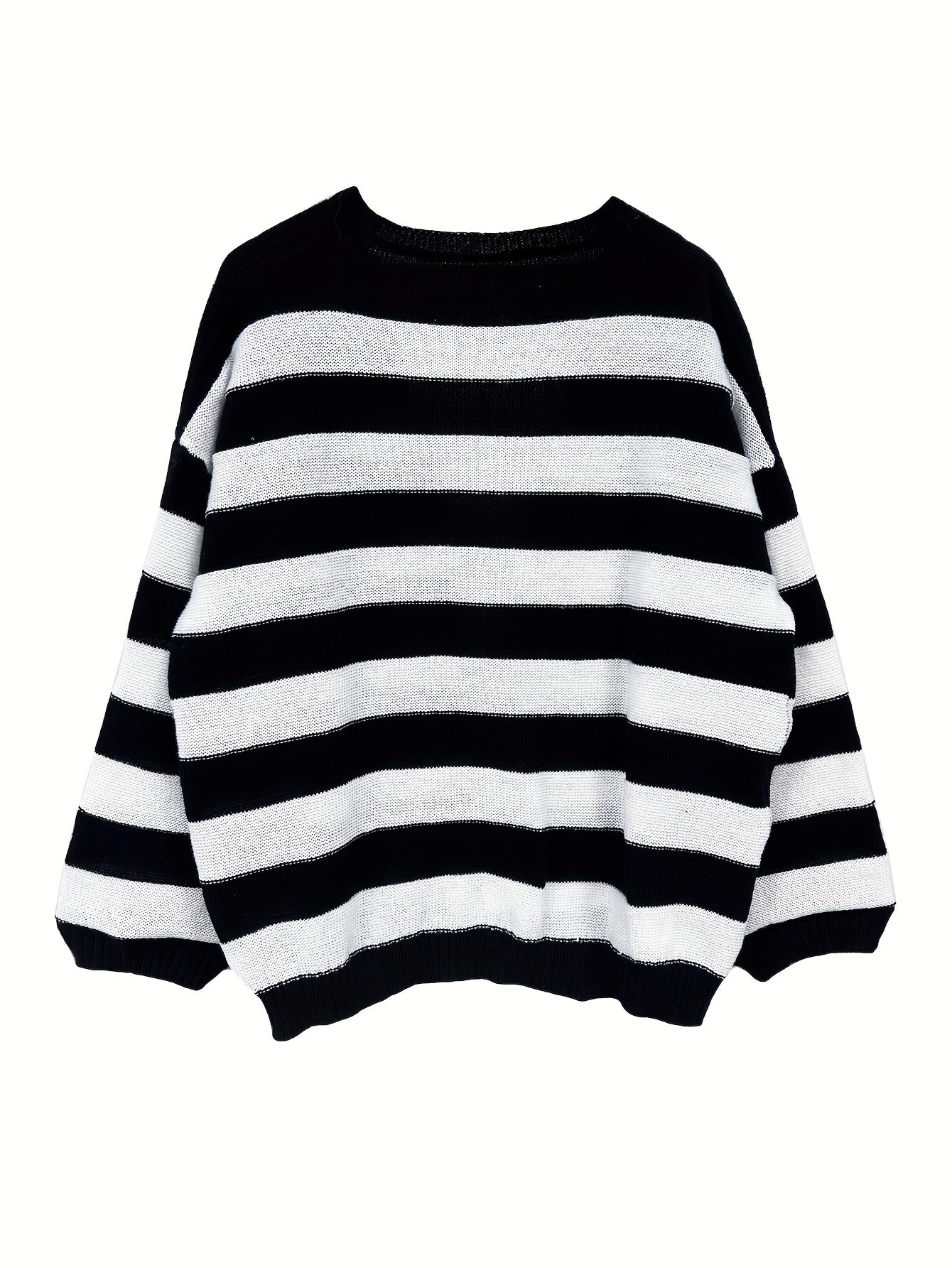  Stripe Print Drop Shoulder Cardigan