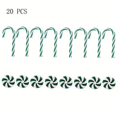 20pcs Christmas Acrylic Candy Cane Decoration Set Red Green Candy Windmill