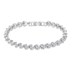 Braided Leaf Charm Crystal Wedding Bracelet for Women