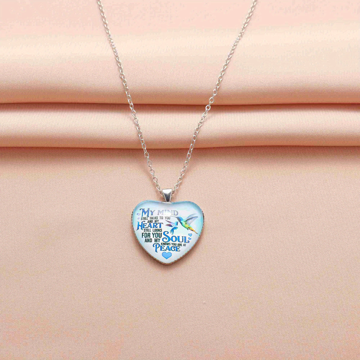 Heart Shape Bird Text Pendant Necklace Men's Party Jewelry