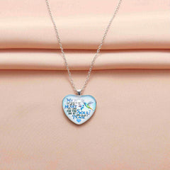 Heart Shape Bird Text Pendant Necklace Men's Party Jewelry