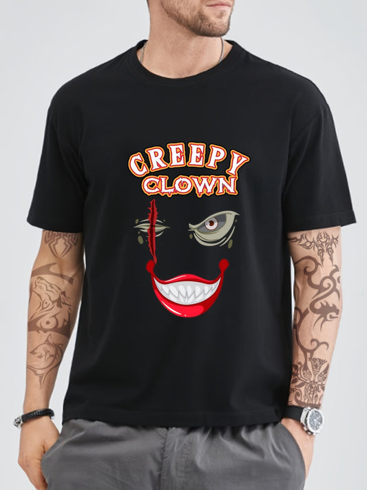 Creepy Clown Print Men's Graphic Crew Neck T shirt