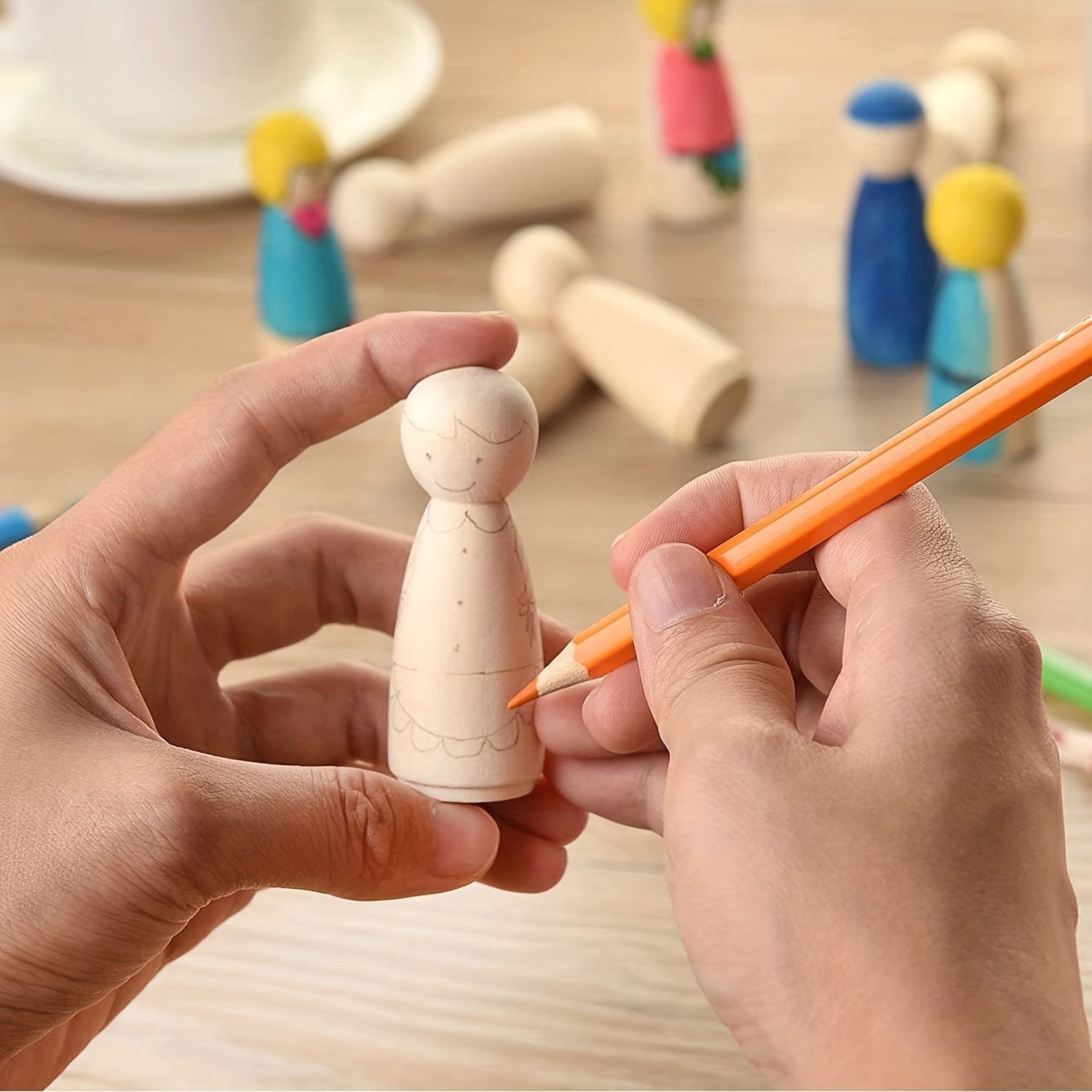 10pcs 65mm Wooden Peg Doll Bodies Unfinished People Shapes Angel Dolls DIY Craft