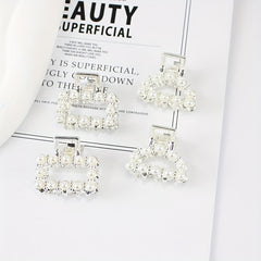 4pcs Silvery Mini Hair Claw with Faux Pearl Ponytail Holder