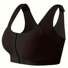 Solid Push Up Bra Front Buckle Comfy Breathable Women's Lingerie