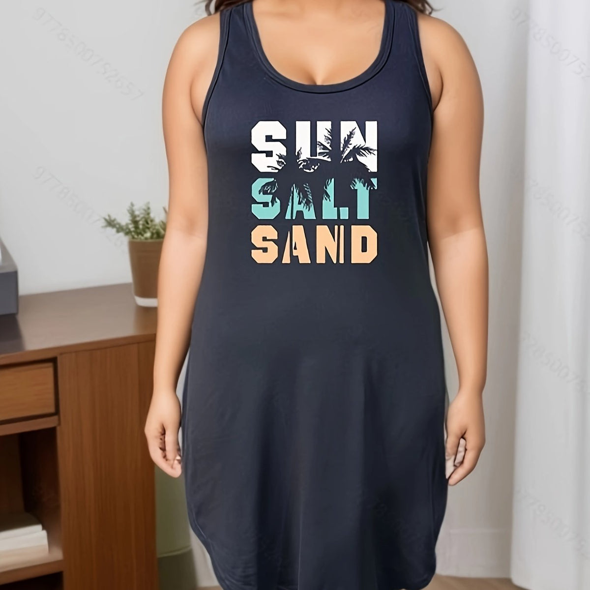  Tropical & Letter Print Tank Nightdress