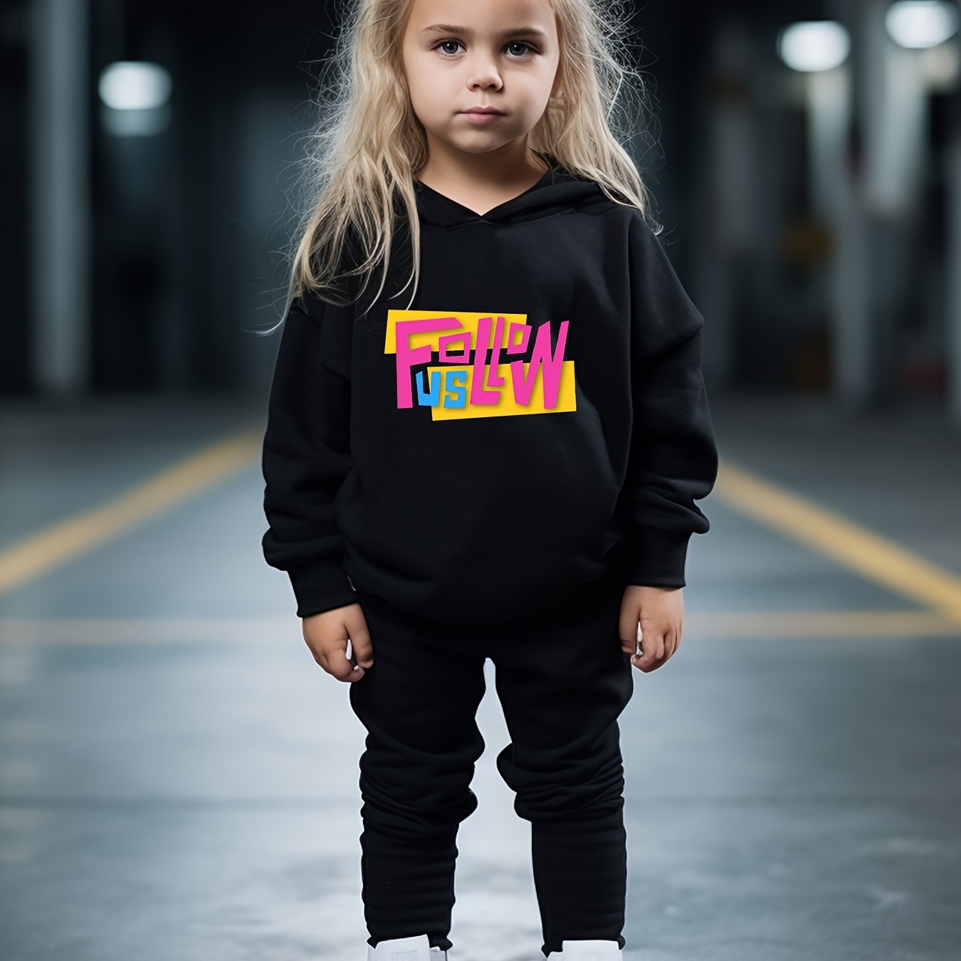 Girls Boys 2pcs Hooded Pullover Pants Set For Spring Fall