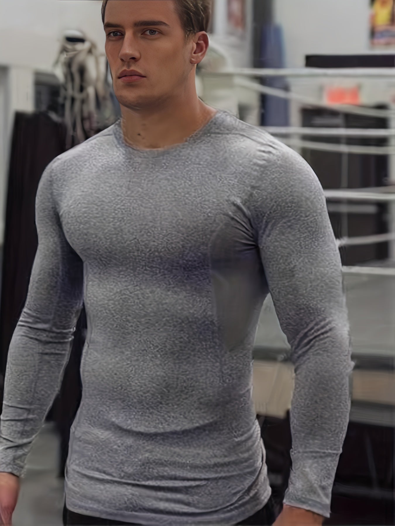 Men's Quick Drying Long Sleeve Sports T-Shirt for Running Gym Training