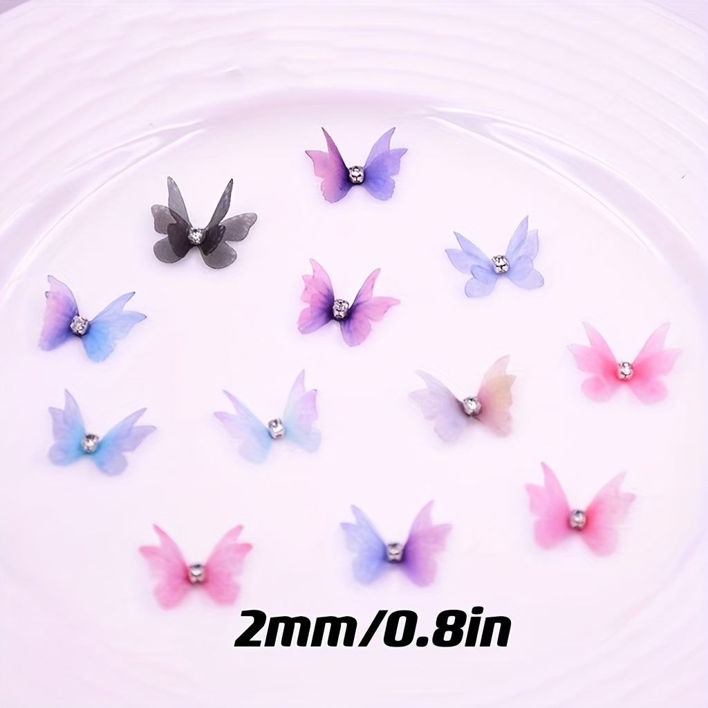 15pcs 3D Tulle Butterfly Mixed Wedding Shooting Props Diy Nail Accessories